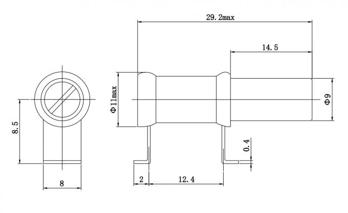 Condensador miniatura de la variable del condensador 2-70pF 1000VDC del condensador de ajuste del pistón