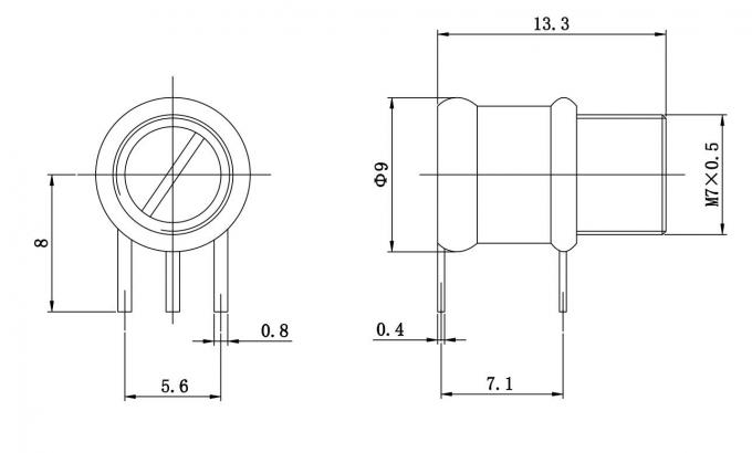 Condensador dieléctrico 1.5-10pF 1500VDC del condensador de ajuste del pistón del aire CWSW26T10.2